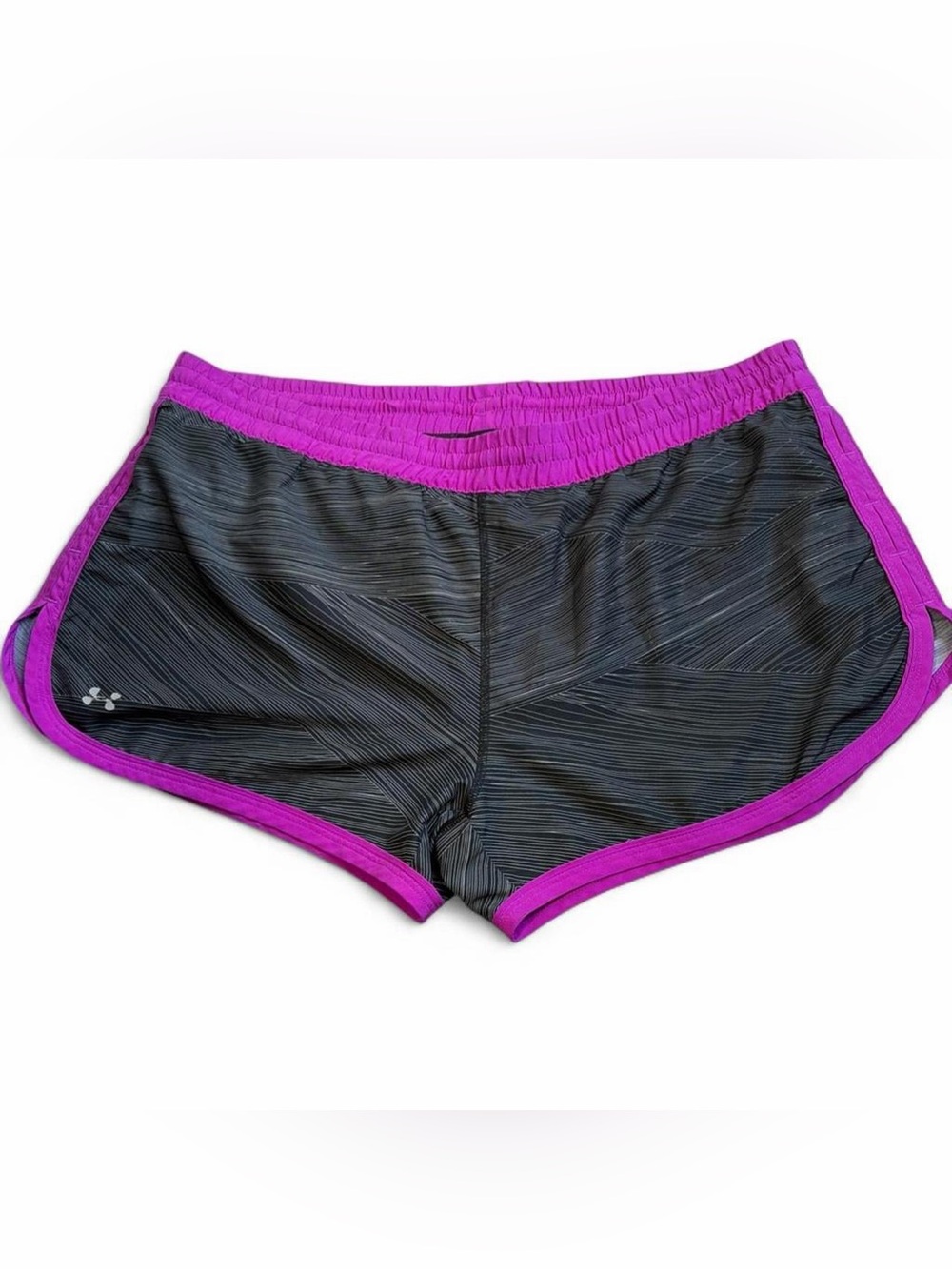 Under Armour Women's Black Athletic Shorts with Purple Trim